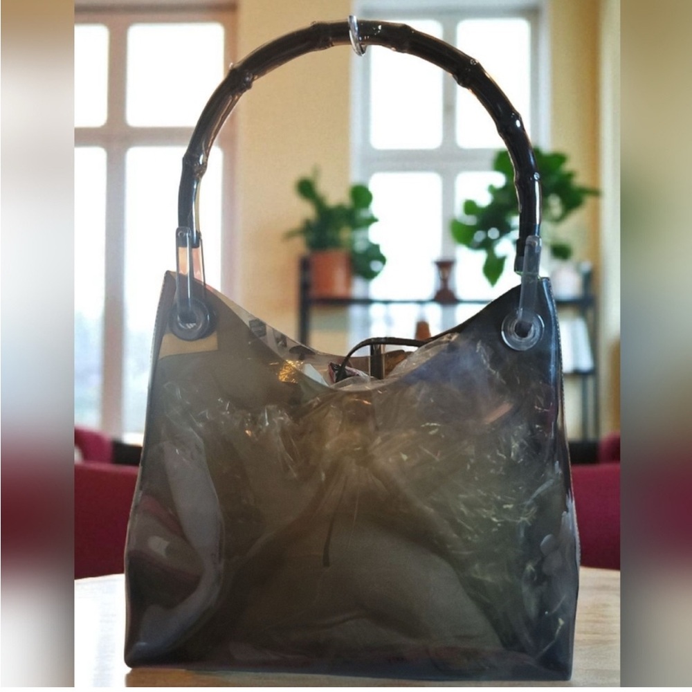 Gucci Bamboo Vinyl Transparent Shoulder Bag with Gucci pouch - Picture 6 of 17